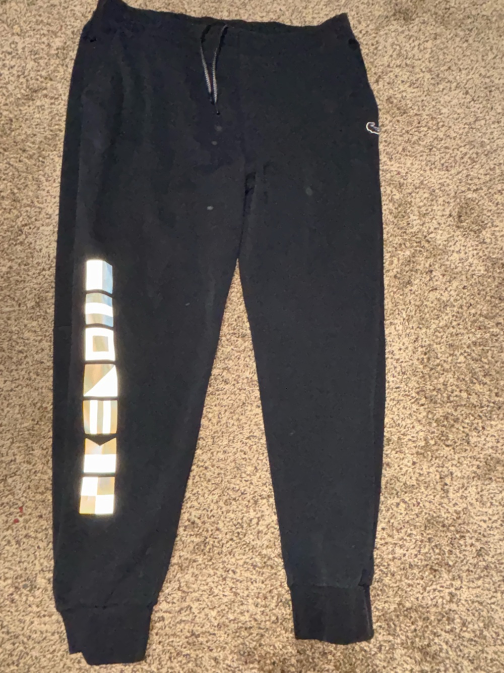 Lacoste Black Men’s Jogger Leggings with Reflective Logo Stripe
